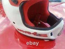 Vintage AHRMA 1980's BELL MOTO 4 White Red Force Flow Cross Helmet 7 1/2
