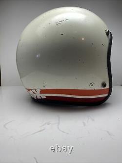 Vintage AMA Motorcycle Motocross White Helmet With Amber Bubble Sheild