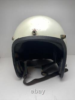Vintage AMA Motorcycle Motocross White Helmet With Amber Bubble Sheild