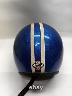 Vintage ASC Fury 400 Snowmobile/Motorcycle Helmet Blue Metalflake AWESOME