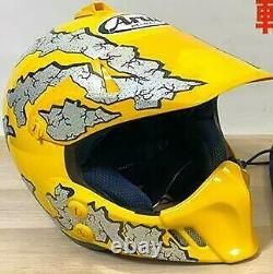Vintage Arai MX-E Motocross Enduro Full-Face Helmet Yellow Size S Used