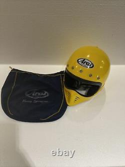 Vintage Arai MXV Motocross Helmet Size 6 3/4 Small Head 80's Rare Yellow Cool