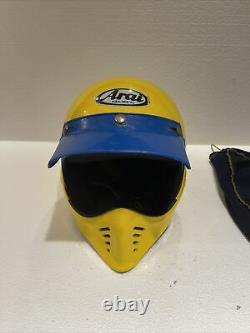 Vintage Arai MXV Motocross Helmet Size M 7 1/8 80's Rare Yellow Cool