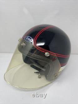 Vintage Arai R-6M DOT Motorcycle Helmet Black withRed Stripes Size M 6 7/8 7