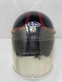 Vintage Arai R-6M DOT Motorcycle Helmet Black withRed Stripes Size M 6 7/8 7