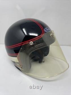 Vintage Arai R-6M DOT Motorcycle Helmet Black withRed Stripes Size M 6 7/8 7