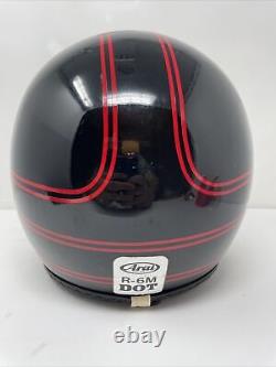 Vintage Arai R-6M DOT Motorcycle Helmet Black withRed Stripes Size M 6 7/8 7