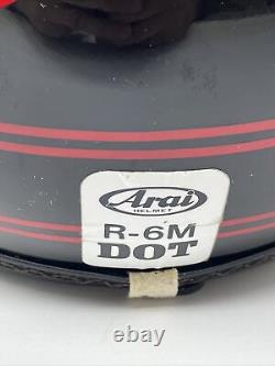 Vintage Arai R-6M DOT Motorcycle Helmet Black withRed Stripes Size M 6 7/8 7