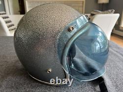 Vintage Arthur Fulmer AF-40 Silver Metal Flake Motorcycle Helmet And Shield SM