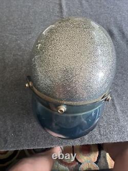 Vintage Arthur Fulmer AF-40 Silver Metal Flake Motorcycle Helmet And Shield SM