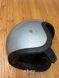 Vintage BELL 1970 Super Magnum Toptex Silver/Gray Motorcycle Helmet Size 7 1/4