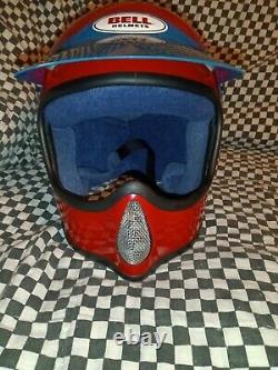 Vintage BELL MOTO 3 MOTO CROSS HELMET 7 -5/8 VGC red/blue Honda aria shoei