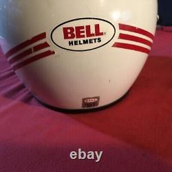 Vintage BELL MOTO 3 Pro HELMET Adult Large White red accents visor cracked