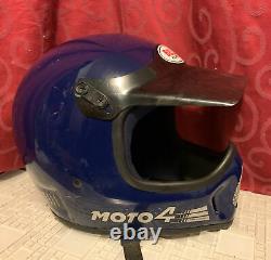 Vintage BELL MOTO 4 Force Flow MOTOCROSS RACING Blue Helmet MEDIUM