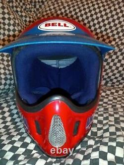 Vintage BELL MOTO 4 MOTO CROSS HELMET 7 3/8 red/blue aria shoei Buco
