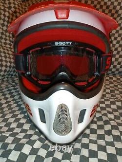 Vintage BELL MOTO 4 MOTO CROSS HELMET 7 3/8 red/white Scott goggles