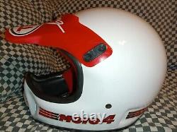 Vintage BELL MOTO 4 MOTO CROSS HELMET 7 3/8 red/white Scott goggles