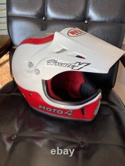 Vintage BELL MOTO-4 Motocross Helmet White / Red / Gray Size 7/56cm