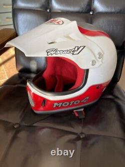 Vintage BELL MOTO-4 Motocross Helmet White / Red / Gray Size 7/56cm