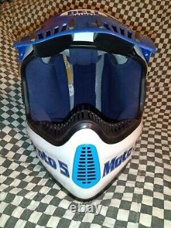 Vintage BELL MOTO 5 MOTO CROSS HELMET 7 3/8 white / blue fox aria shoei Buco