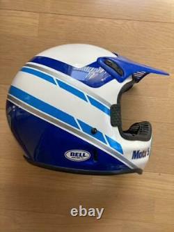 Vintage BELL MOTO-5 Motocross Helmet Blue/ White Size L 61cm 7 5/8 Used