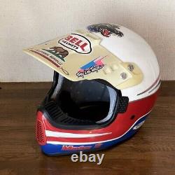 Vintage BELL MOTO-5 Rick Johnson Model Motocross Helmet no Inner Pad 2 Visors