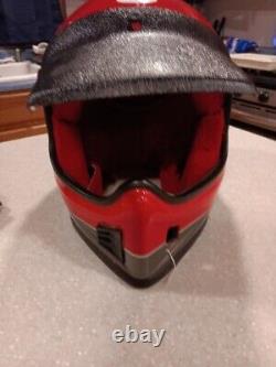 Vintage BELL MOTO FLOW Motocross MX Motorcycle Helmet with Visor Red