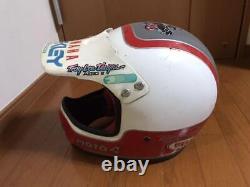 Vintage BELL MOTO4 Motocross Helmet Red / White / Gray Size M 7 1/2