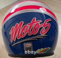 Vintage BELL MOTO5 Motocross Helmet White / Pink / Blue Size M Near Mint