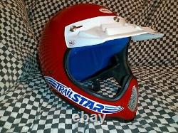 Vintage BELL Trailstar helmet and visor VGC red/blue Honda aria shoei Simpson