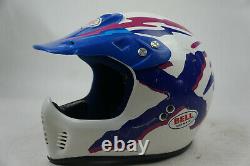 Vintage Bell Helmet Dot Moto Motocross Full Face Helmet Blue White