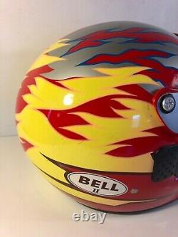Vintage Bell II Motto Red W Flames Helmet Motorcycle Motocross Sz S E79 Dot