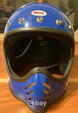 Vintage Bell Moto 3 Helmet Blue
