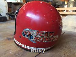 Vintage Bell Moto 3 III Motorycle Motocross Helmet Red White Stripe