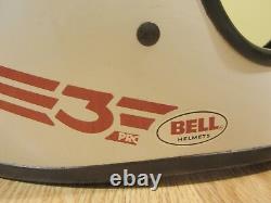 Vintage Bell Moto 3 Pro Motocross ATV Helmet Red White with Red Bell Visor sz XL