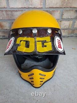 Vintage Bell Moto 3 Yellow Helmet Size 7 1/4 Motocross