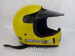 Vintage Bell Moto 4 Motorcycle Helmet with Box & Paperwork Yellow Motocross 1980s