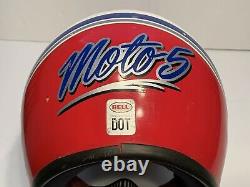 Vintage Bell Moto 5 Motocross MX Helmet 1989 White & Red with Vent Duct Visor