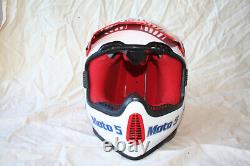 Vintage Bell Moto 5 Motorcycle Helmet White / Red / Blue Size 7 5/8 Motocross