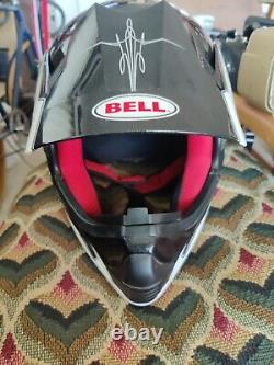 Vintage Bell Motocross Dirt Bike Helmet L Full Face Black & White NOS