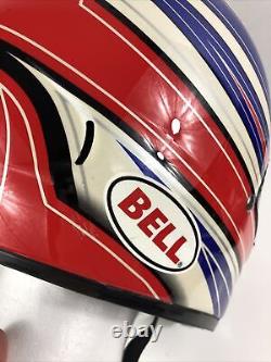 Vintage Bell Motocross Riot Helmet Red White and Blue size Small with Visor