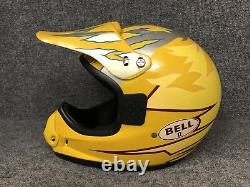 Vintage Bell Motto 2 II Yellow WithFlames Motocross MX Motorcycle Helmet Sz S
