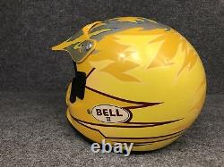 Vintage Bell Motto 2 II Yellow WithFlames Motocross MX Motorcycle Helmet Sz S