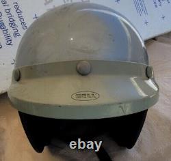 Vintage Bell R-T Toptex Silver with 520 Visor Motorcycle Helmet 1970s Magnum