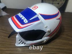Vintage Bieffe Motocross Dirt Bike Helmet White Blue