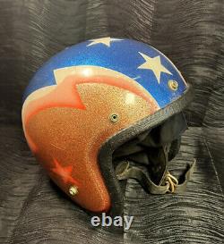 Vintage Buco Stars and Stripes Motorcycle Helmet 1960s 70s Custom Rare Moto