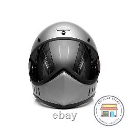 Vintage Custom Helmet Full Face Visor Gun Metal Matte Motorcycle