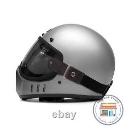 Vintage Custom Helmet Full Face Visor Gun Metal Matte Motorcycle