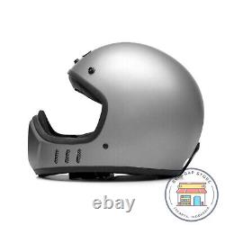 Vintage Custom Helmet Full Face Visor Gun Metal Matte Motorcycle