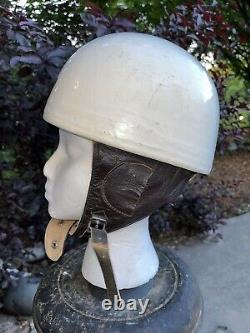 Vintage DRAX HELM Motorcycle Half Shell Helmet Leather Germany Police Military